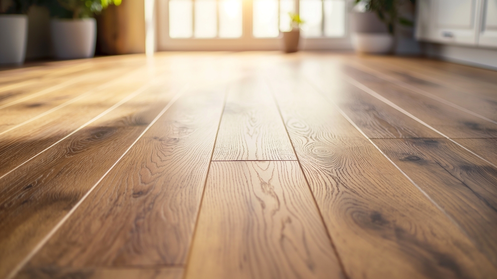 A,close Up,view,of,polished,wooden,flooring,in,a,bright